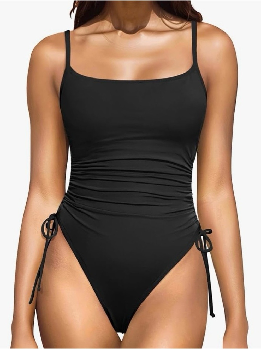 Women's Black Ruched One-Piece Swimsuit